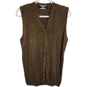 Vintage 525 America Brown Sleeveless Button Front Sweater Vest Size Small